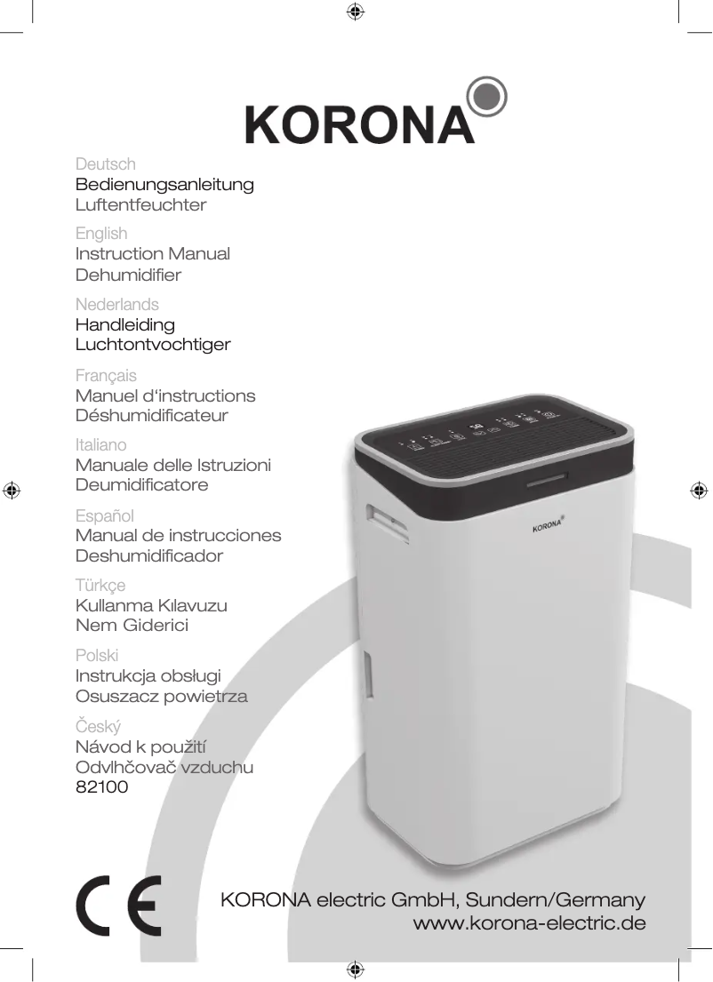 Page n°1 - Manuel utilisateur Korona 82100