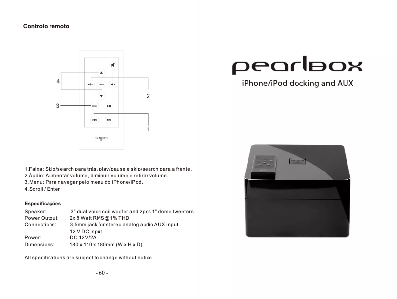 Imagen de la primera página del manual del dispositivo Pearlbox