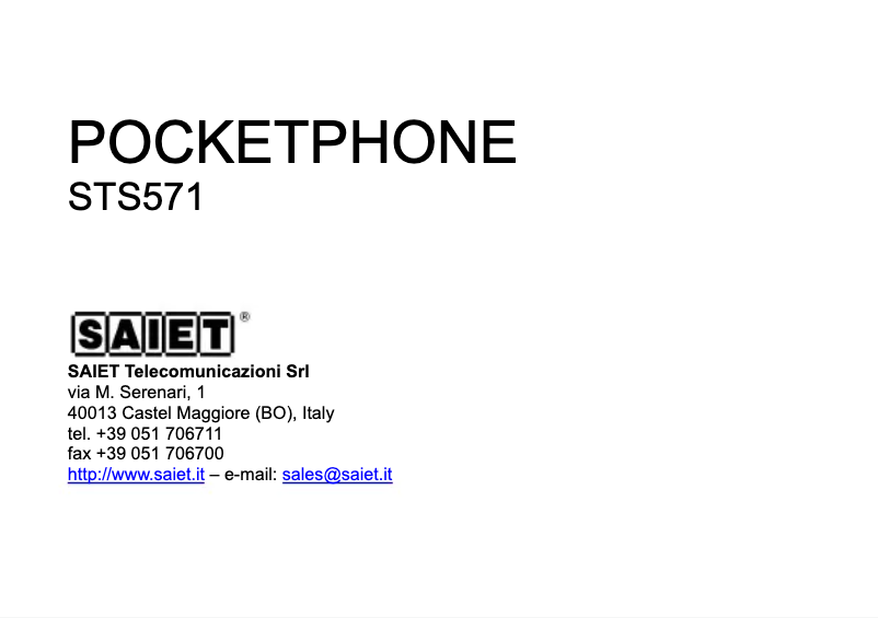 Page 1 de la notice Manuel utilisateur Saiet Pocketphone STS571