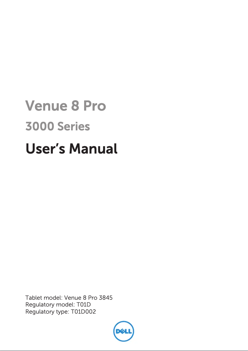 Page 1 de la notice Manuel utilisateur Dell Venue 3000 8 Pro