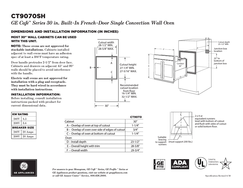 Page n°1 - Fiche technique GE Café CT9070SHSS