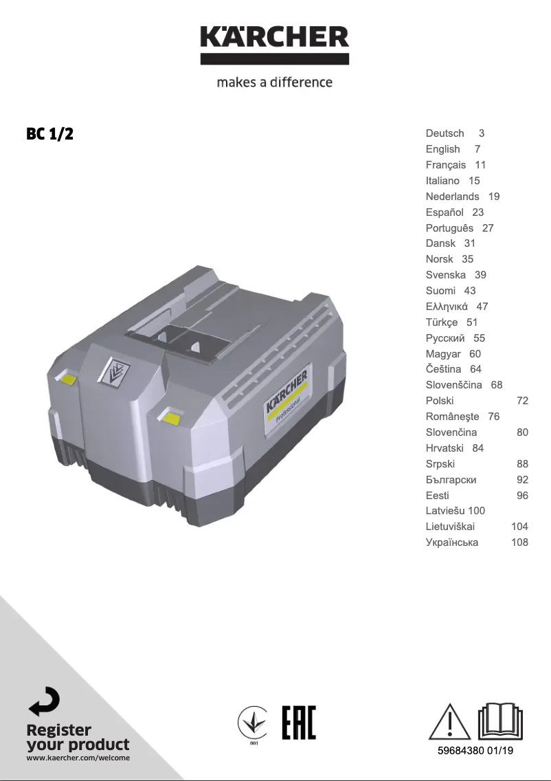 Image de la première page du manuel de l'appareil BC 1/2