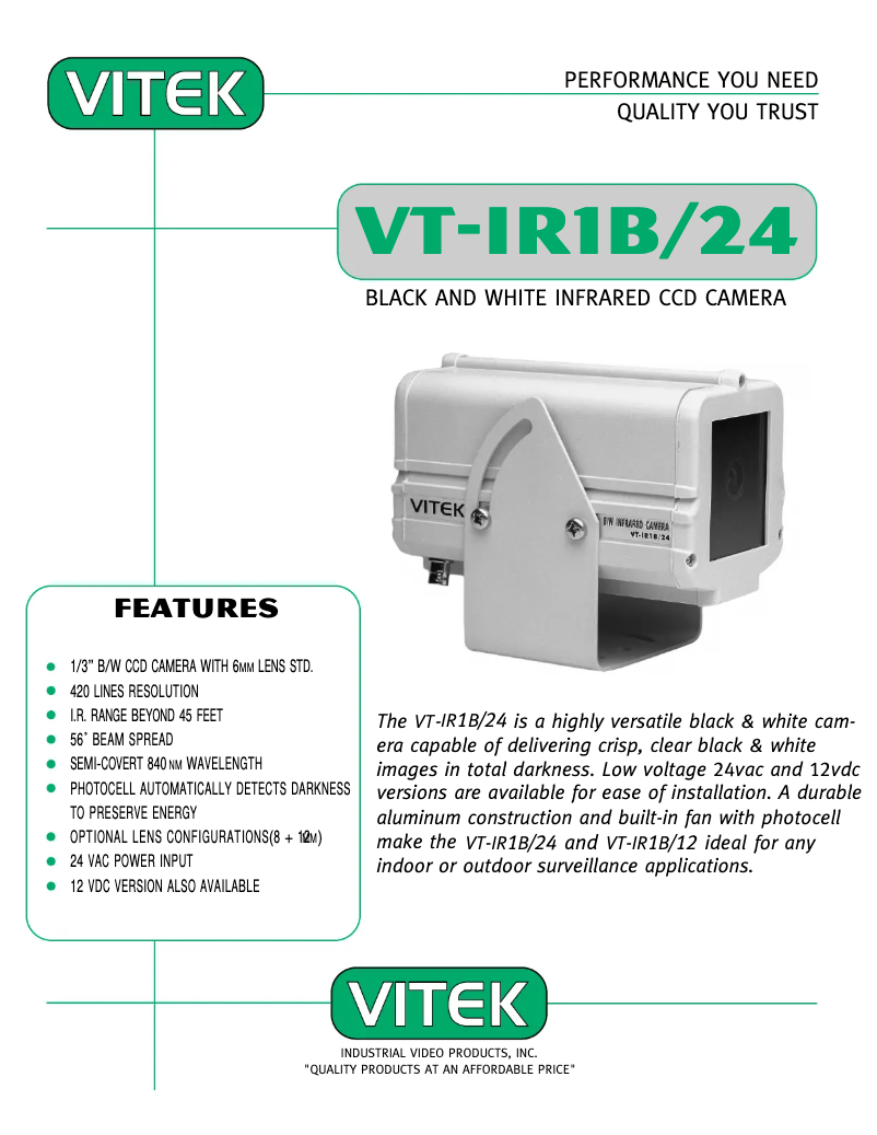 Image de la première page du manuel de l'appareil VT-IR1B/12