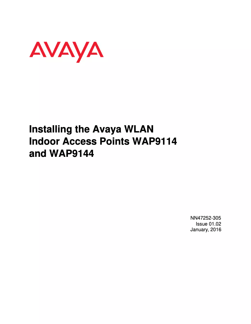 Page 1 de la notice Manuel utilisateur Avaya WAP9144