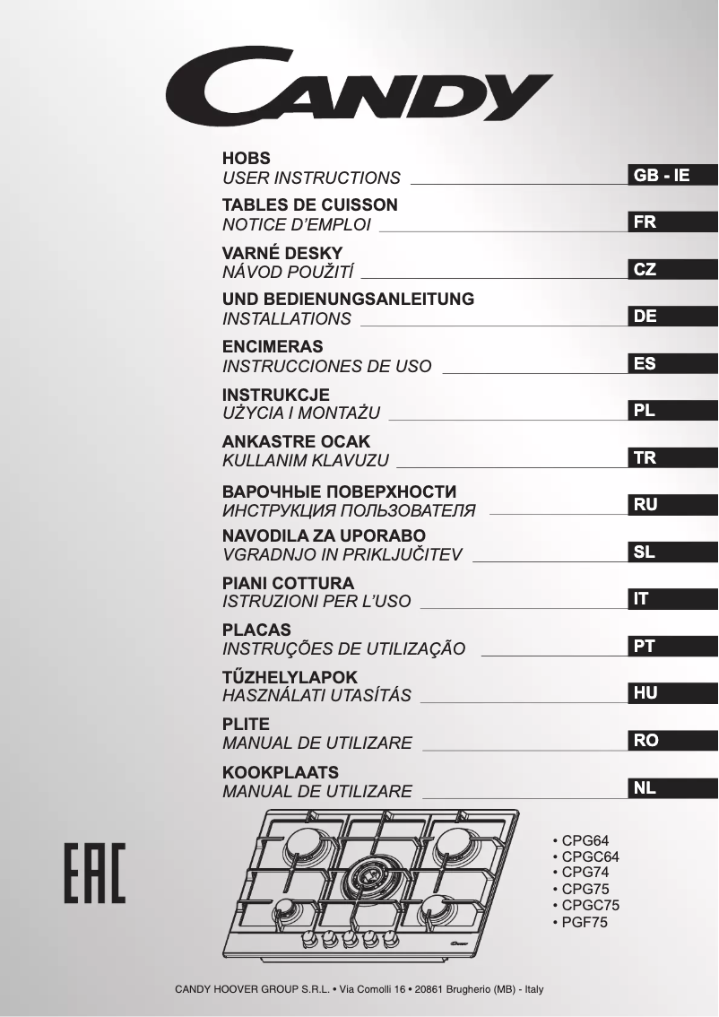 Page 1 de la notice Manuel utilisateur Candy CELP64SPX