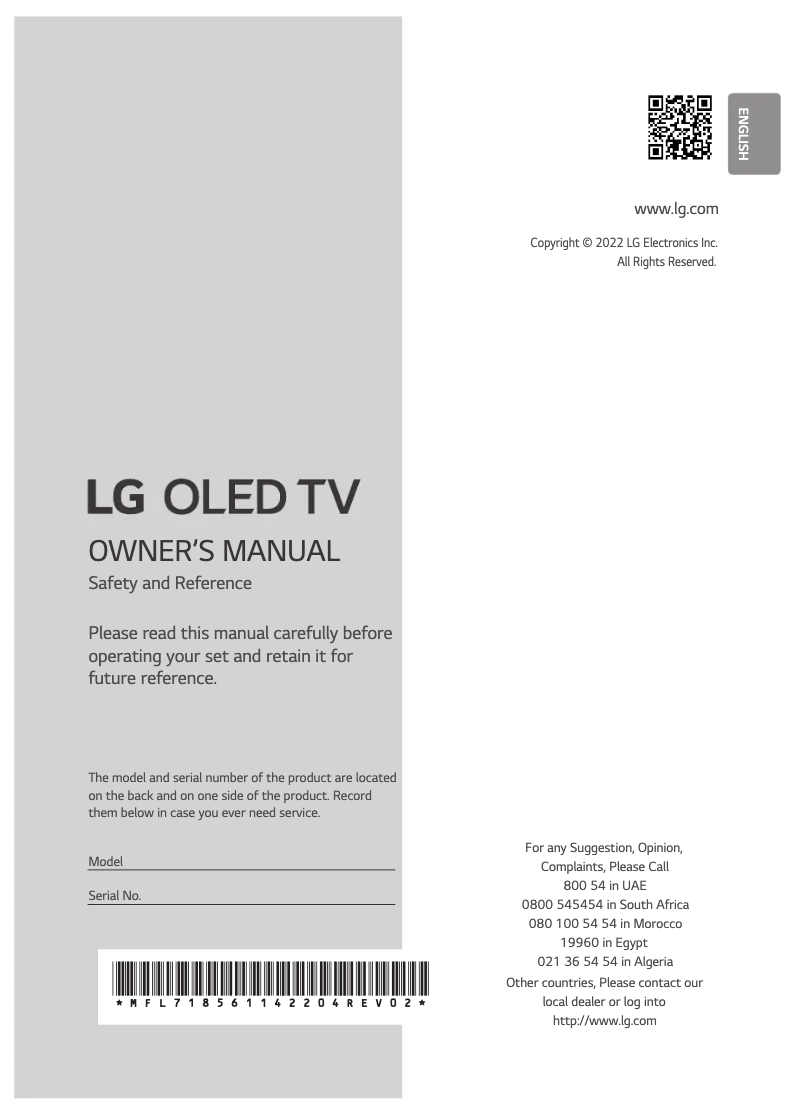Página 1 del manual Manual de usuario LG OLED83C26LA