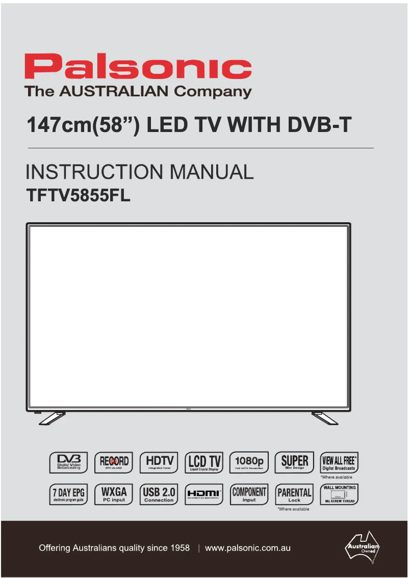 Page 1 de la notice Manuel utilisateur Palsonic TFTV5855FL