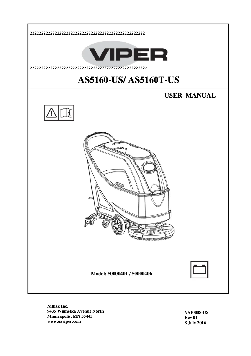 Page n°1 - Manuel utilisateur Nilfisk Viper AS5160