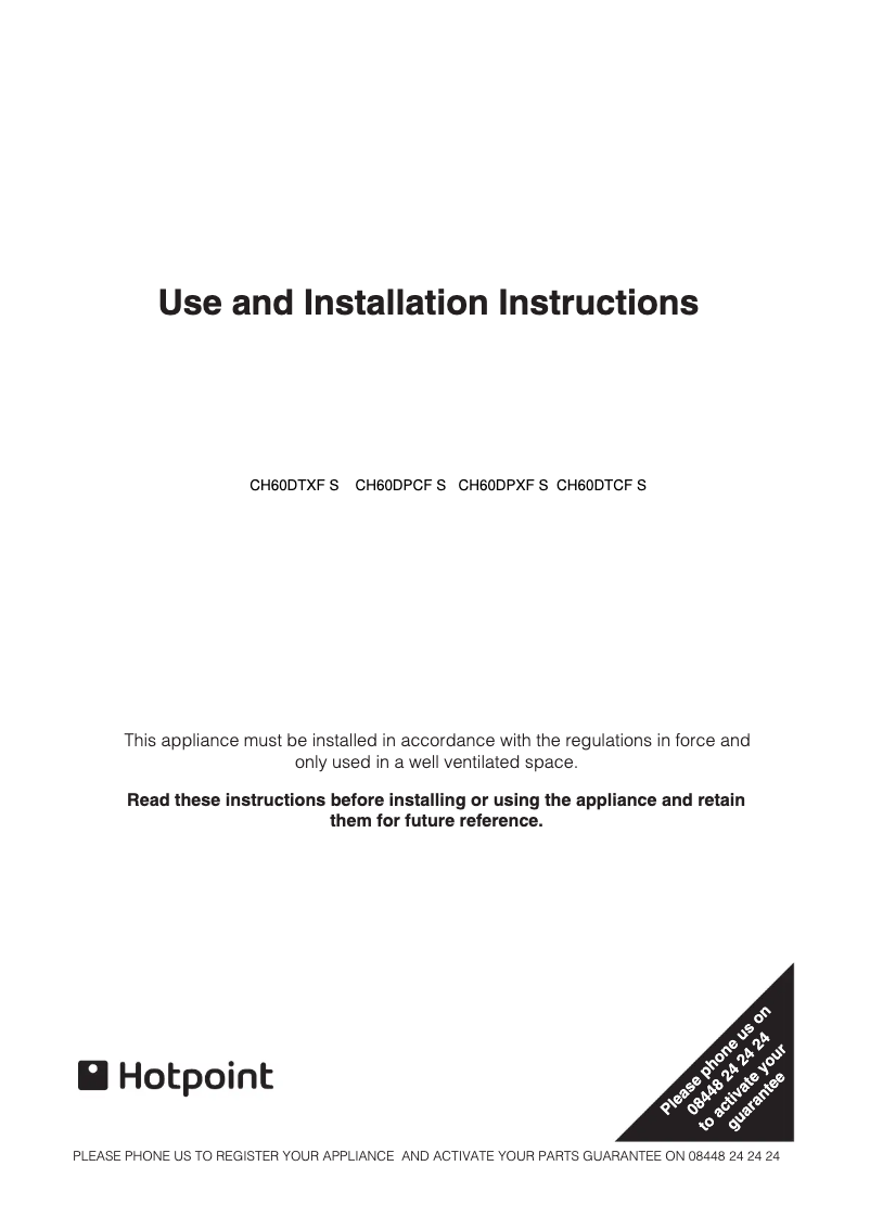 Page n°1 - Manuel utilisateur Hotpoint CH60DTXFS