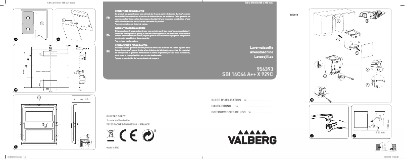 Page 1 de la notice Manuel utilisateur Valberg SBI 14C44 A++ 929C