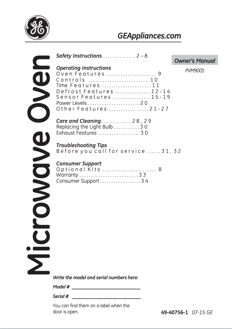 Image de la première page du manuel de l'appareil PVM9005EJES