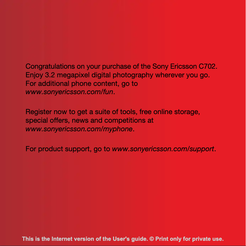 Page 1 de la notice Manuel utilisateur Sony Ericsson Cybershot C702