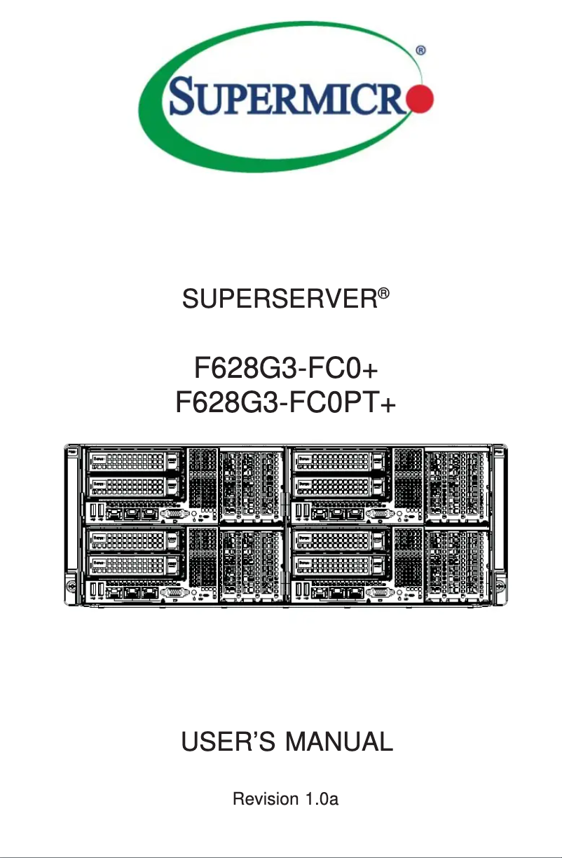 Page 1 de la notice Manuel utilisateur Supermicro SuperServer F628G3-FC0PT+