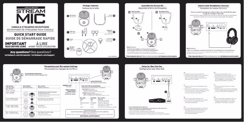 Page 1 de la notice Manuel utilisateur Turtle Beach Stream Mic