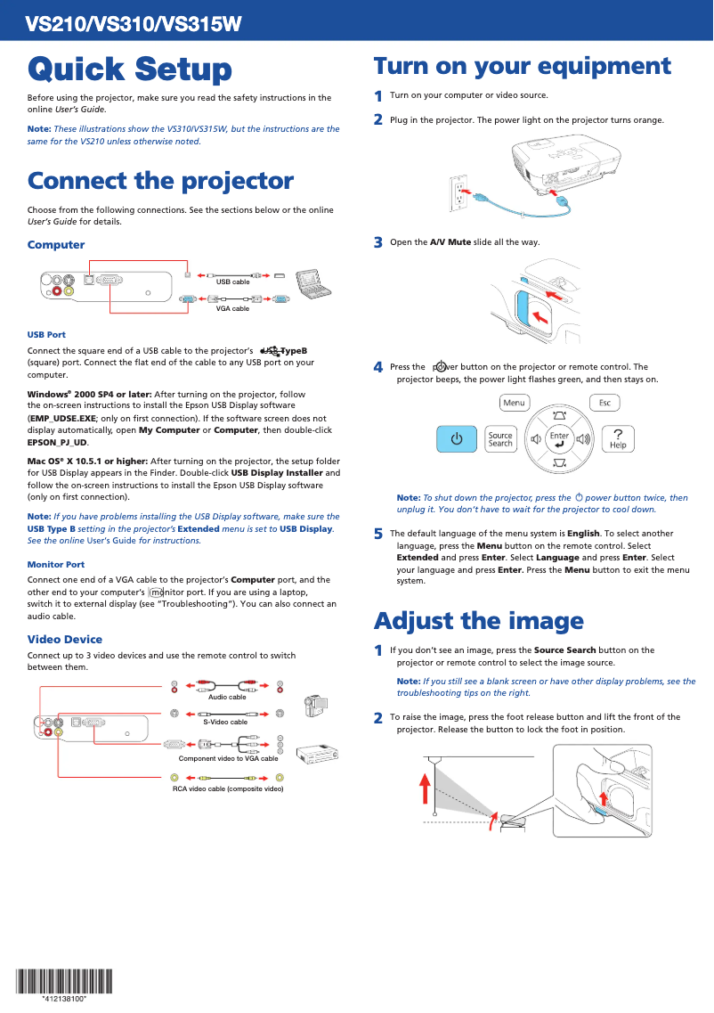 Imagen de la primera página del manual del dispositivo VS210