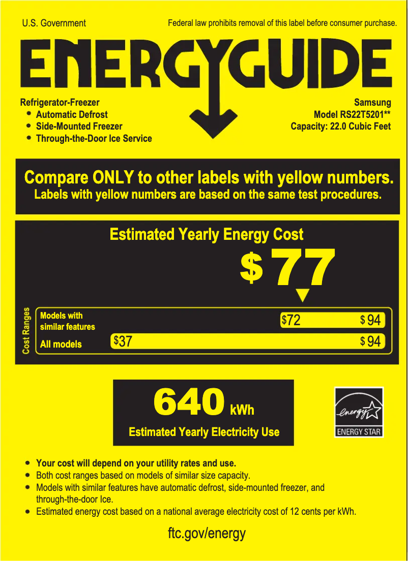 Página 1 del manual Etiqueta energética Samsung RS22T5201SR/AA