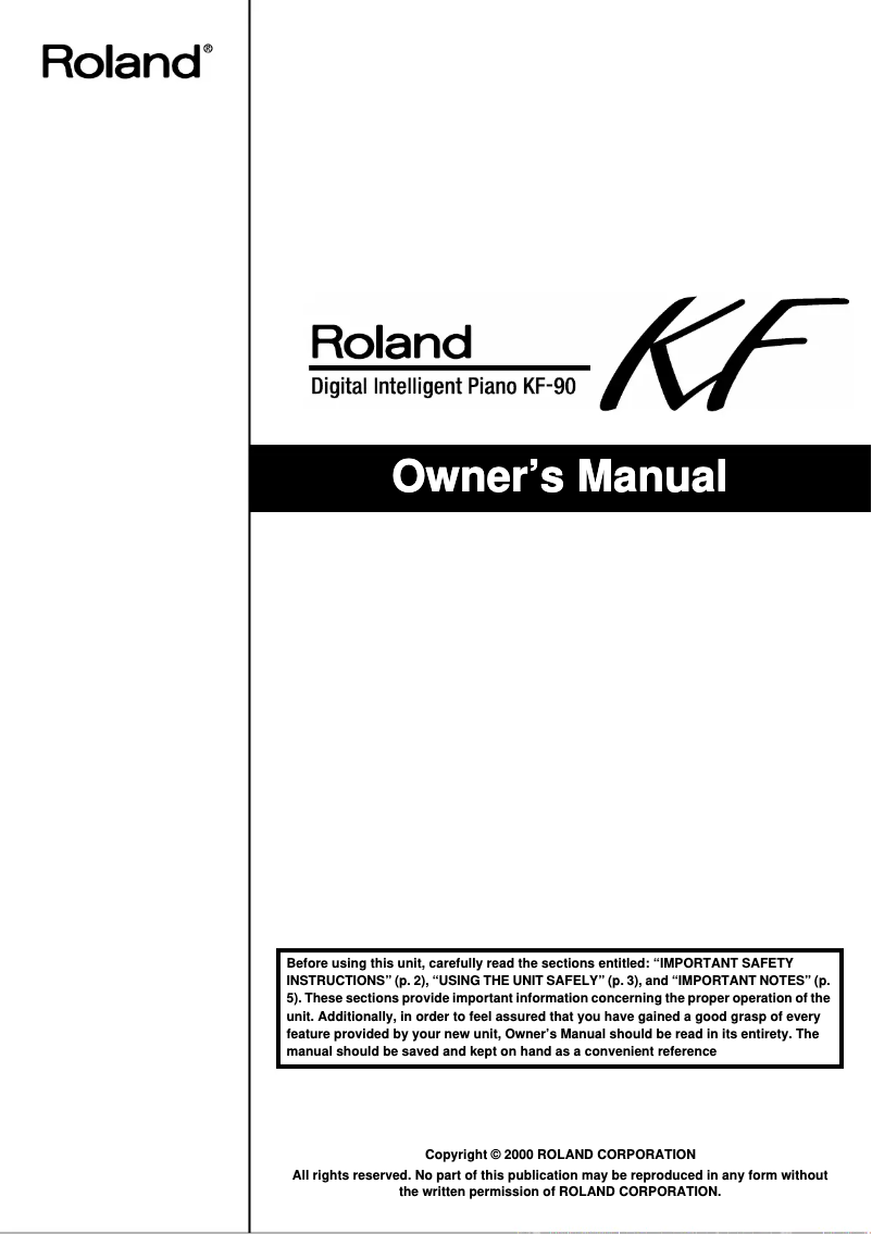 Page n°1 - Manuel utilisateur Roland KF-90