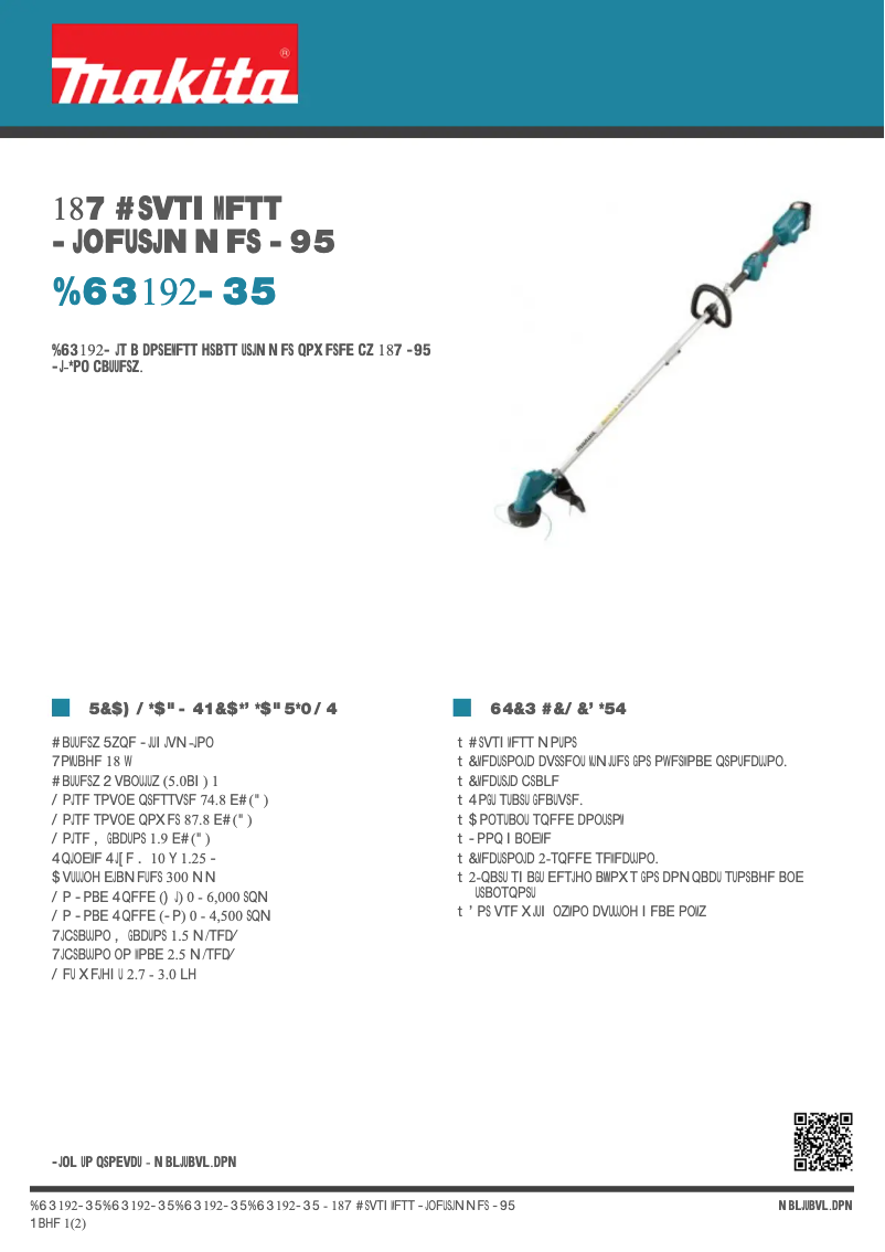 Page 1 de la notice Fiche technique Makita DUR192LRT