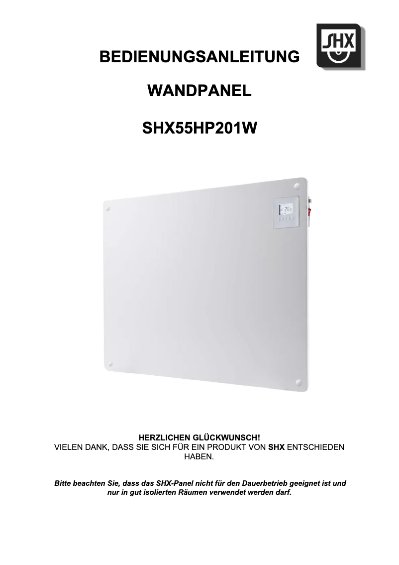 Image de la première page du manuel de l'appareil SHX55HP201W