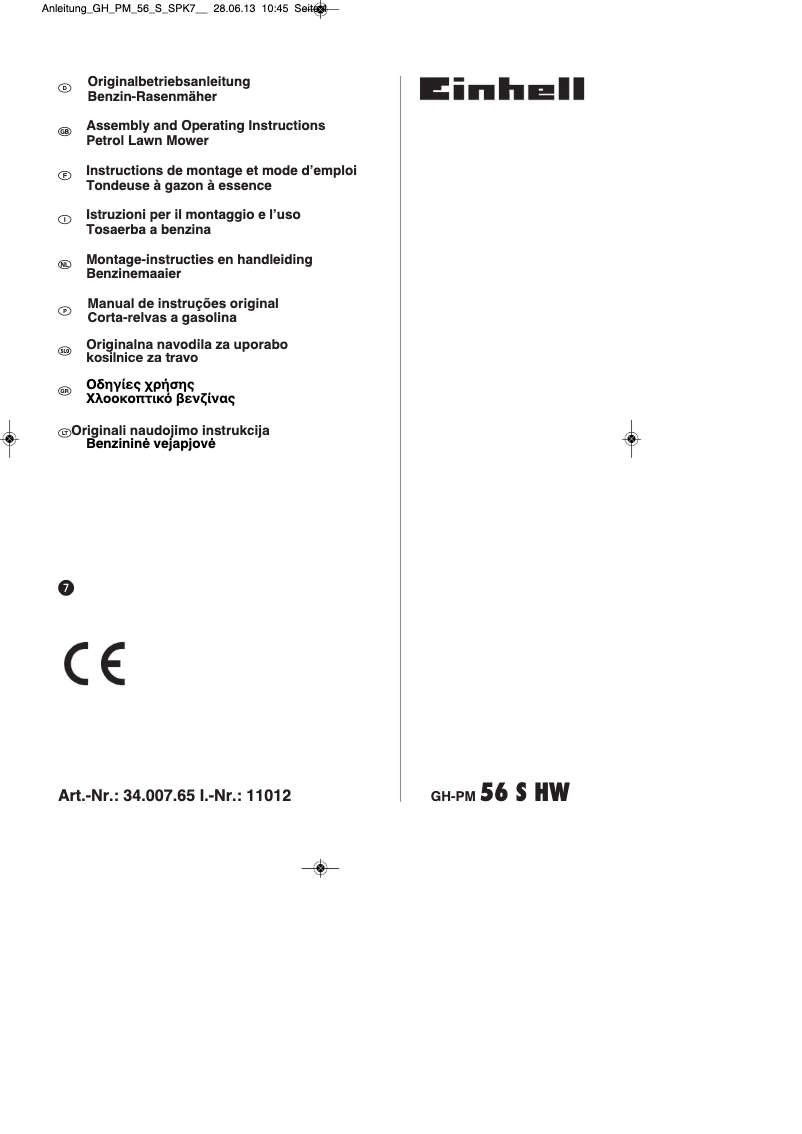 Page 1 de la notice Mode d'emploi Einhell GH-PM 56 S HW