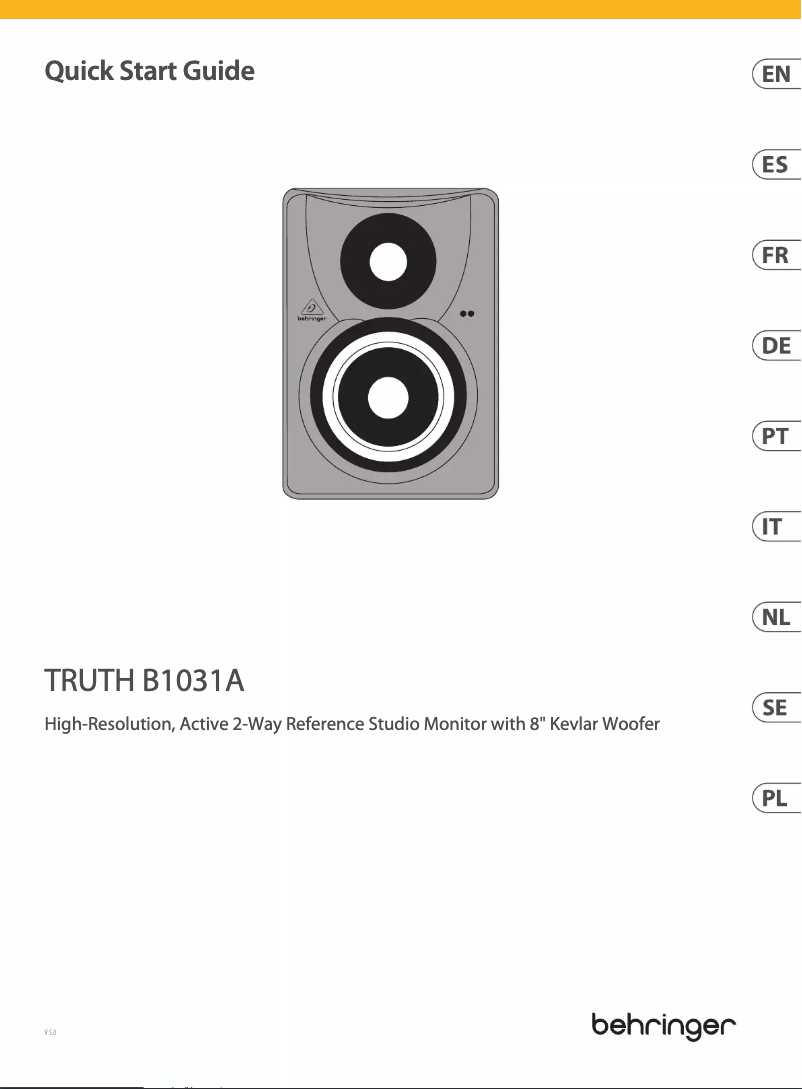 Página 1 del manual Guía de inicio rápido Behringer Truth B1031A