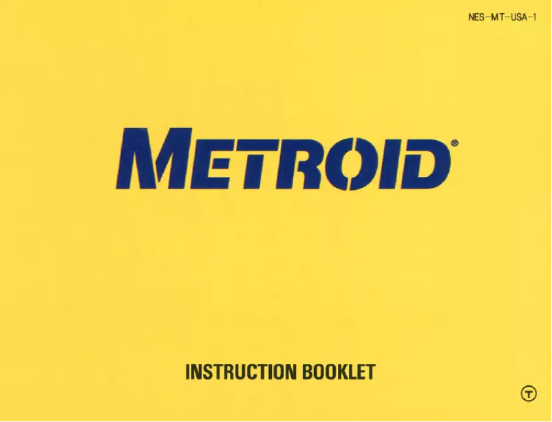 Image de la première page du manuel de l'appareil Metroid (NES)