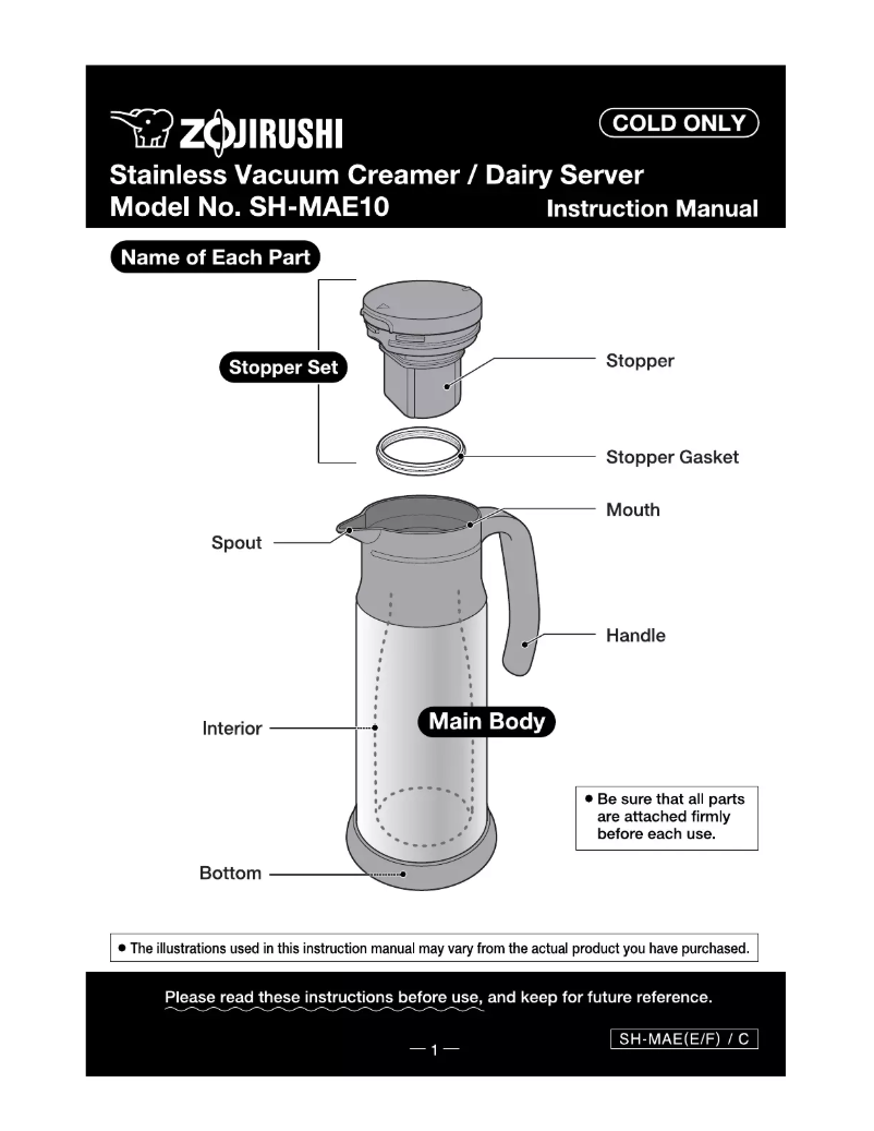Image de la première page du manuel de l'appareil SH-MAE10