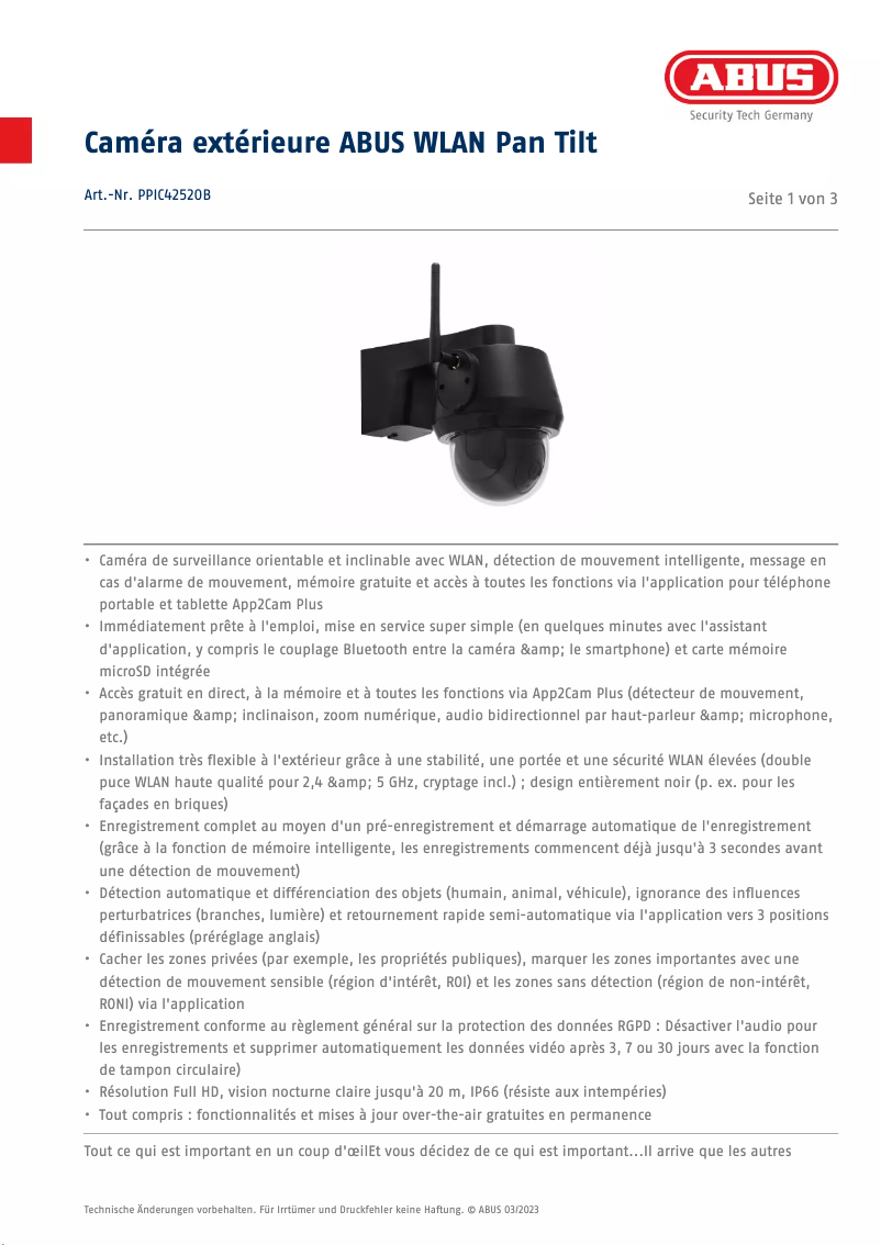 Image de la première page du manuel de l'appareil PPIC42520B