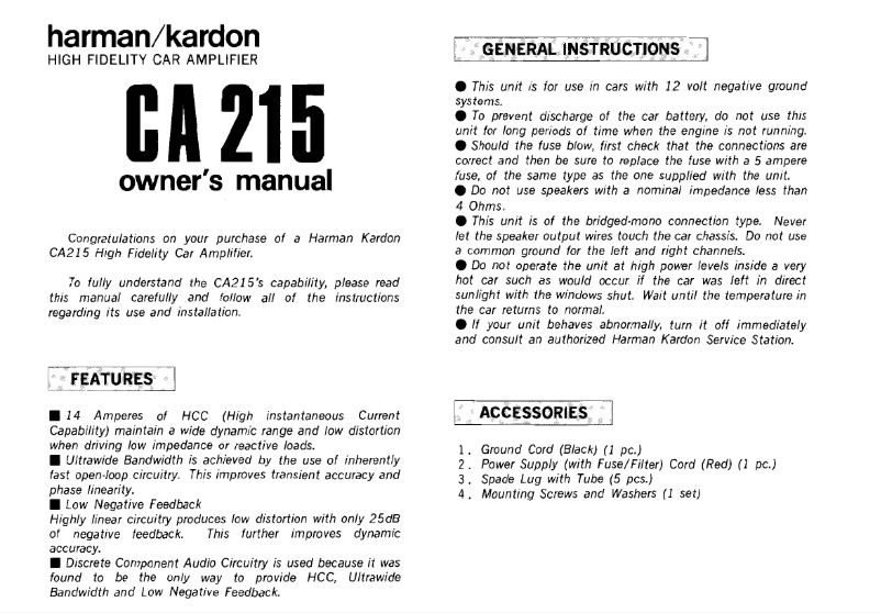 Página 1 del manual Manual de usuario Harman Kardon CA215