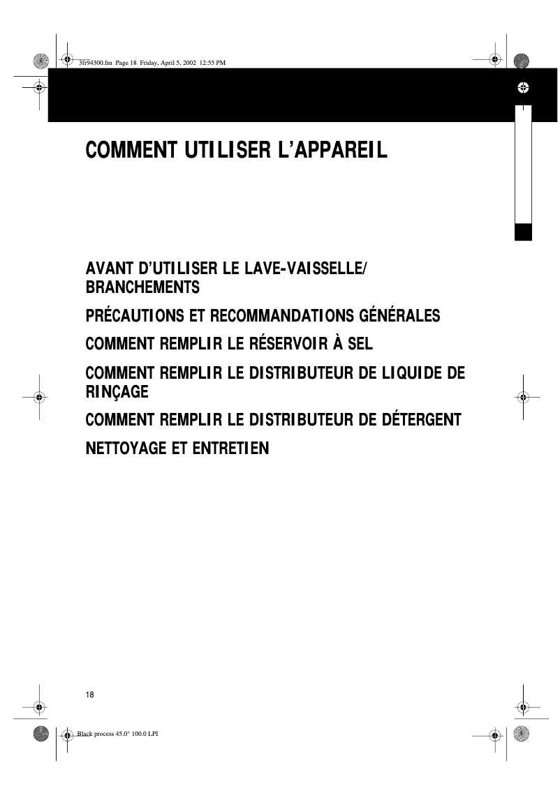 Image de la première page du manuel de l'appareil ADP 555 WH