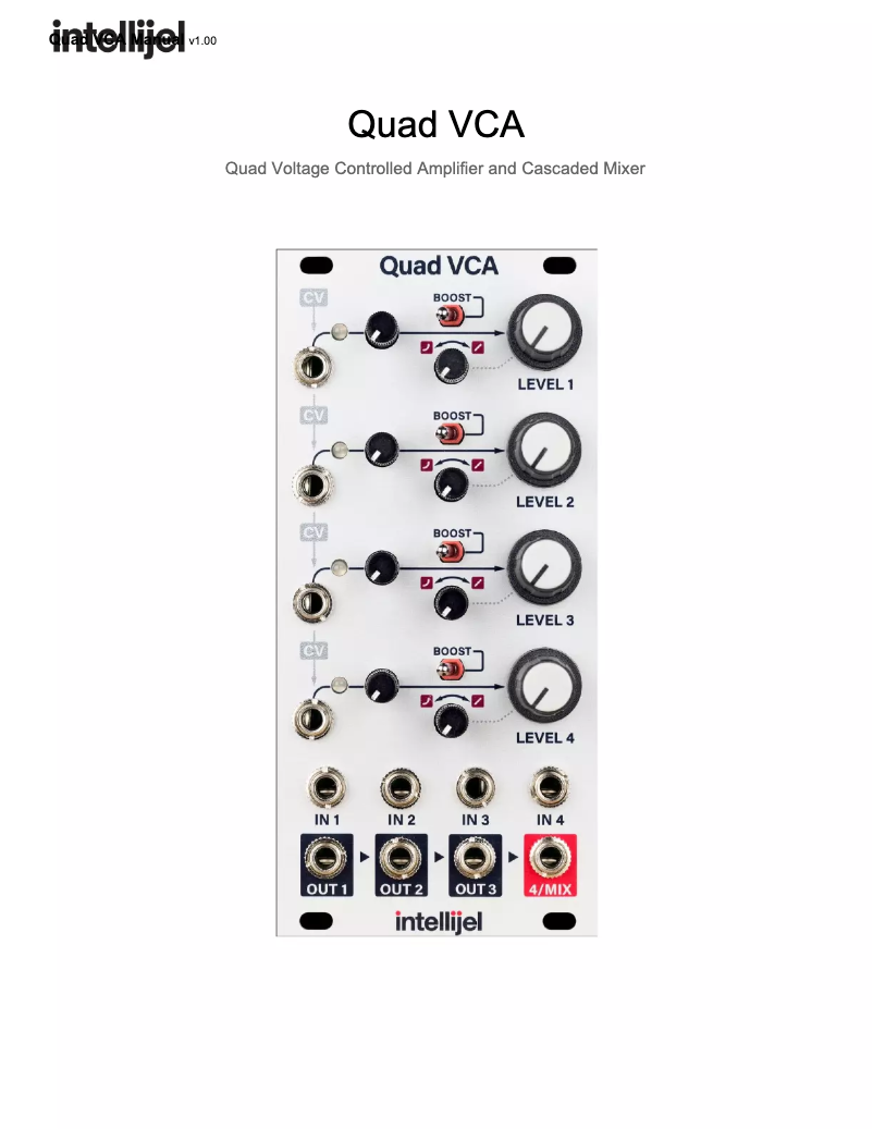 Page 1 de la notice Manuel utilisateur Intellijel Quad VCA