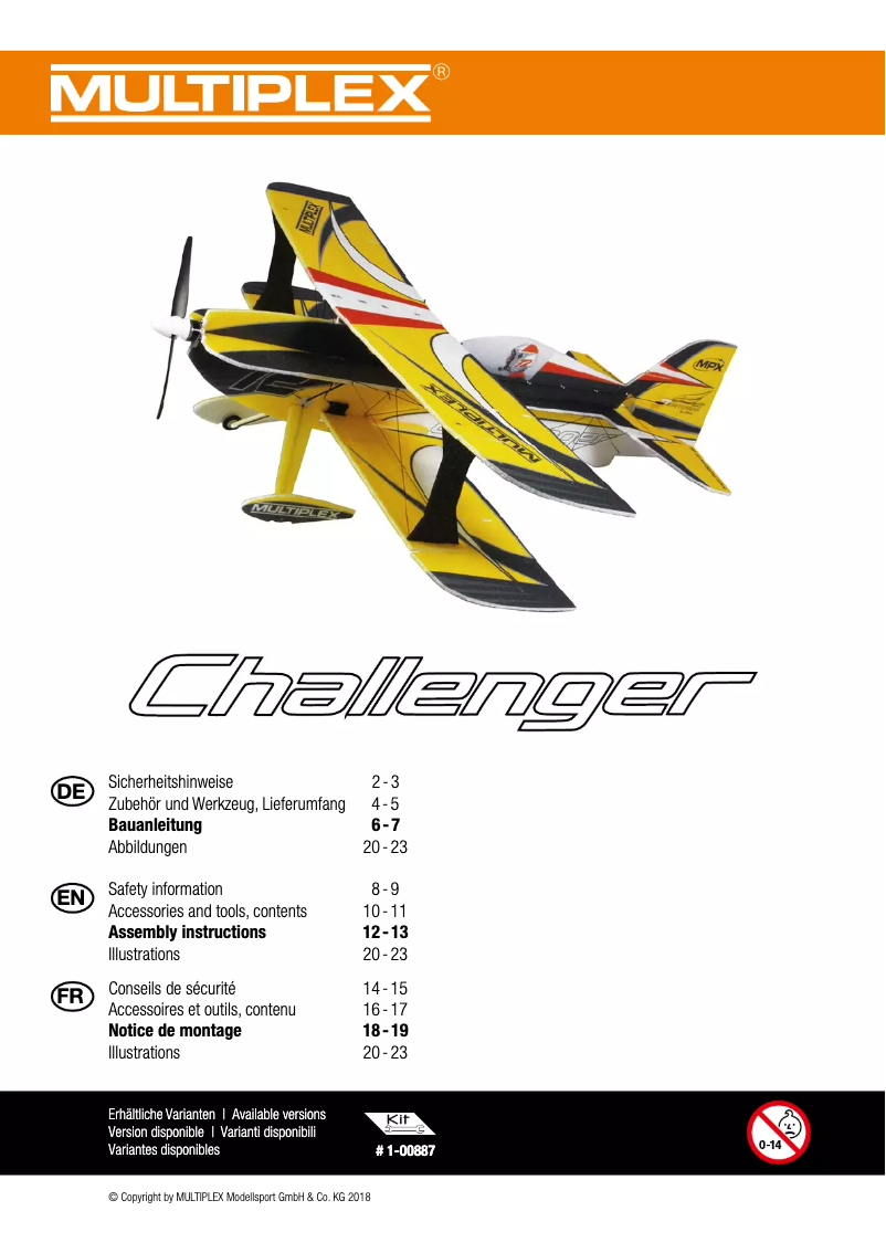 Page n°1 - Manuel utilisateur Multiplex Challenger