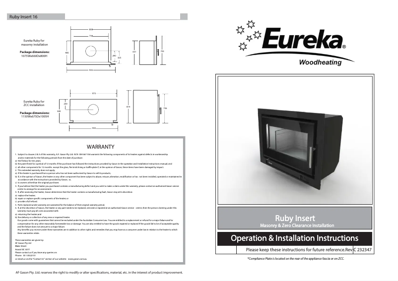 Page n°1 - Manuel utilisateur Eureka Ruby Insert