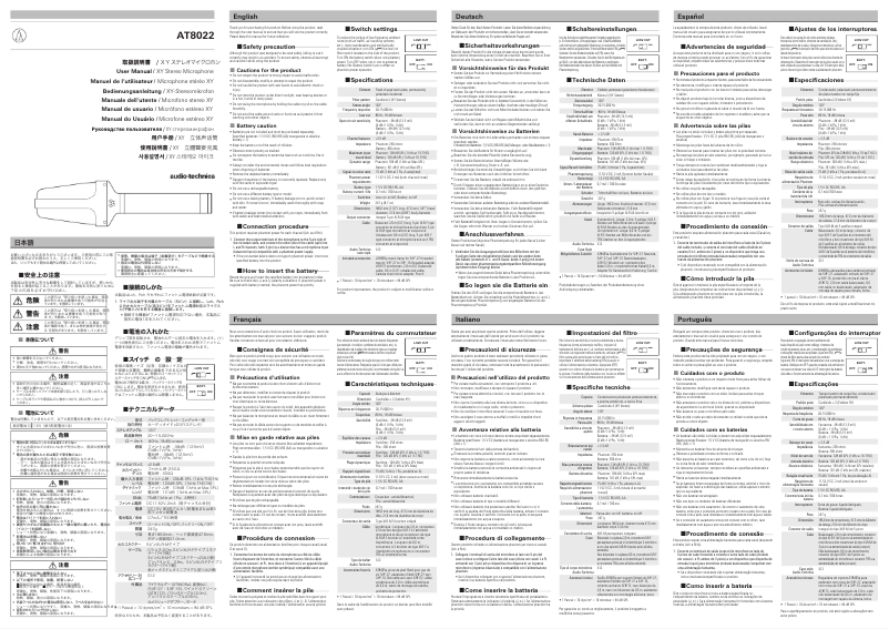 Page n°1 - Manuel utilisateur Audio-Technica AT8022