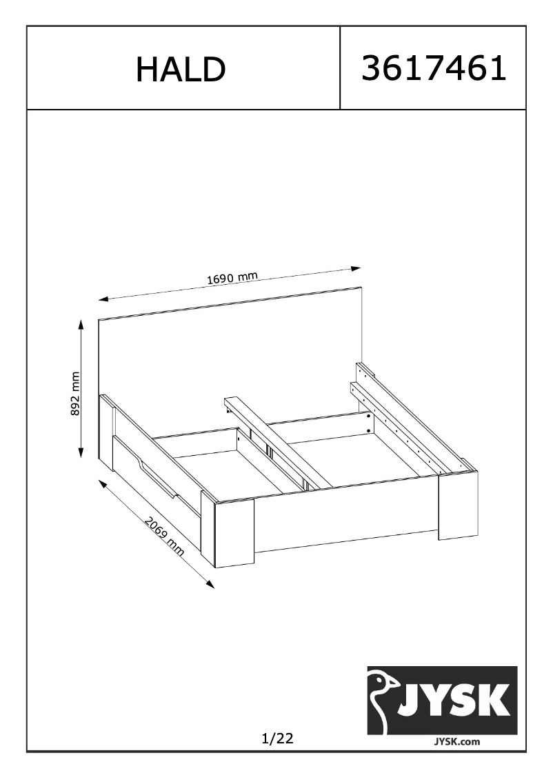 Page 1 de la notice Manuel utilisateur JYSK Hald (160x200)