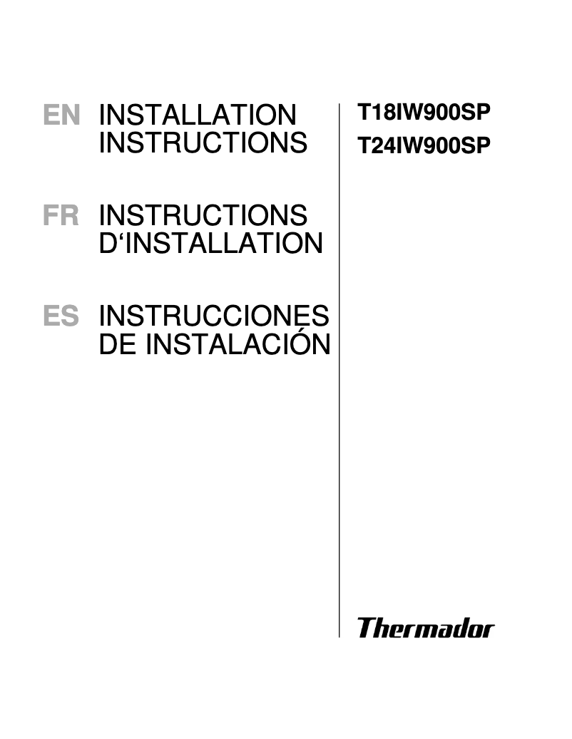 Página 1 del manual Guía de instalación Thermador T24IW900SP