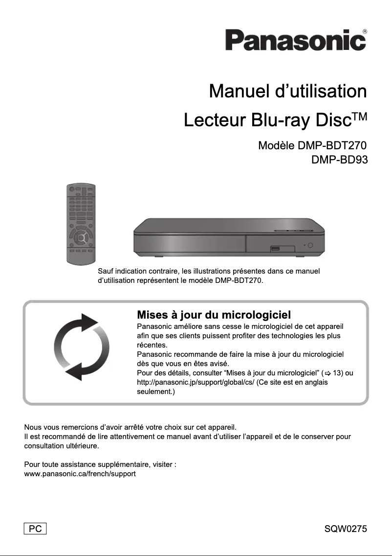 Image de la première page du manuel de l'appareil DMP-BD93