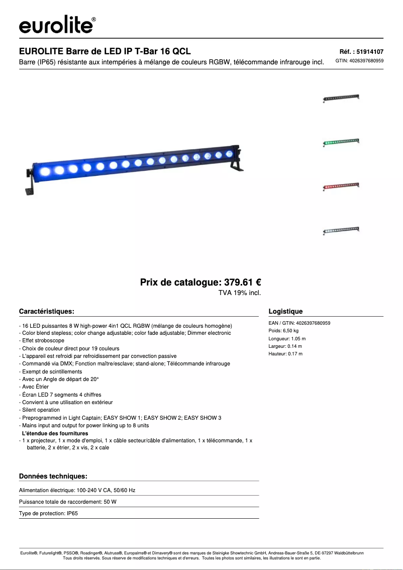 Image de la première page du manuel de l'appareil LED IP T-Bar 16