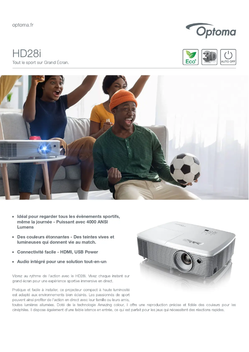 Page n°1 - Fiche technique Optoma HD28i