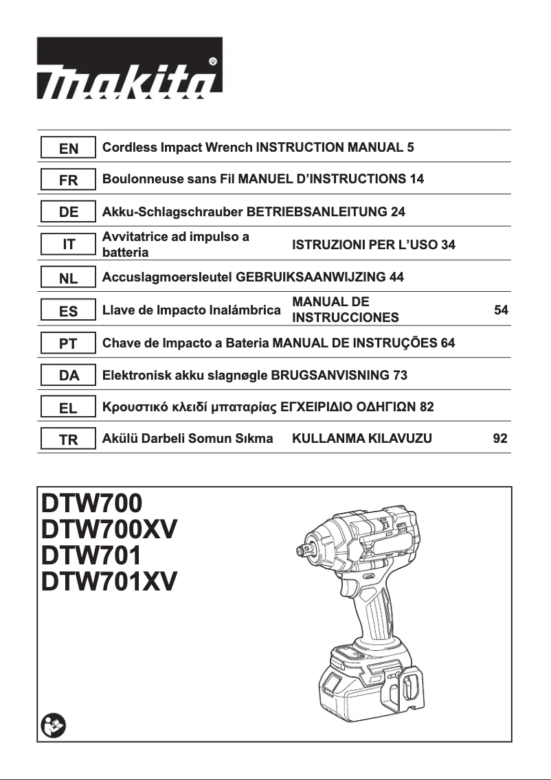 Image de la première page du manuel de l'appareil DTW701RTJ