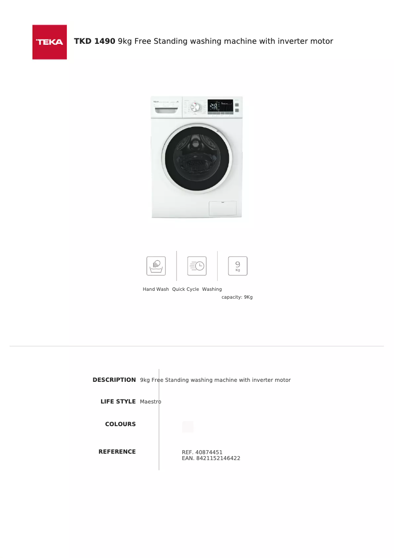 Image de la première page du manuel de l'appareil TKD 1490