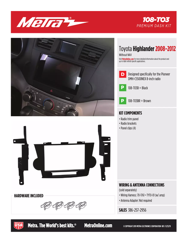 Page n°1 - Fiche technique Metra 108-TO3B