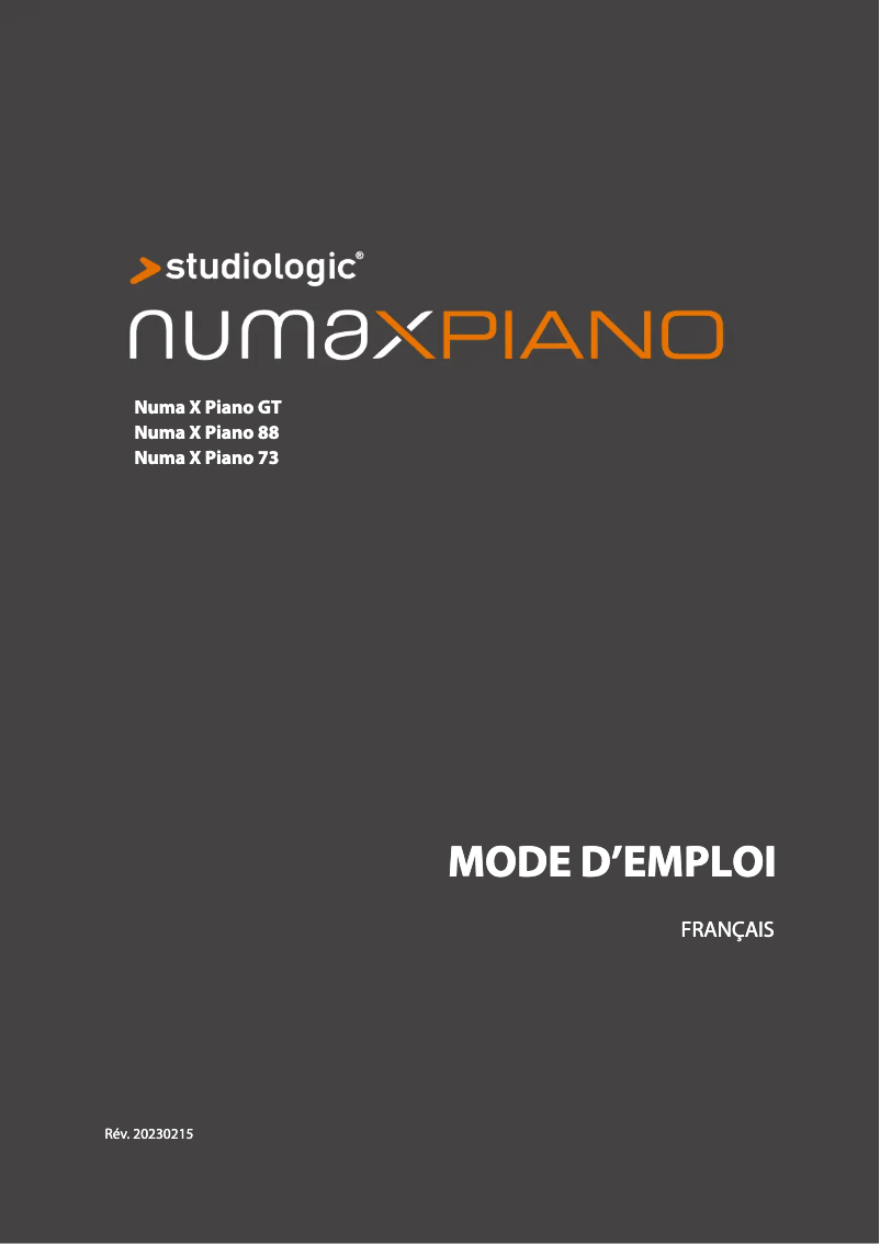 Page n°1 - Manuel utilisateur Studiologic Numa X Piano GT