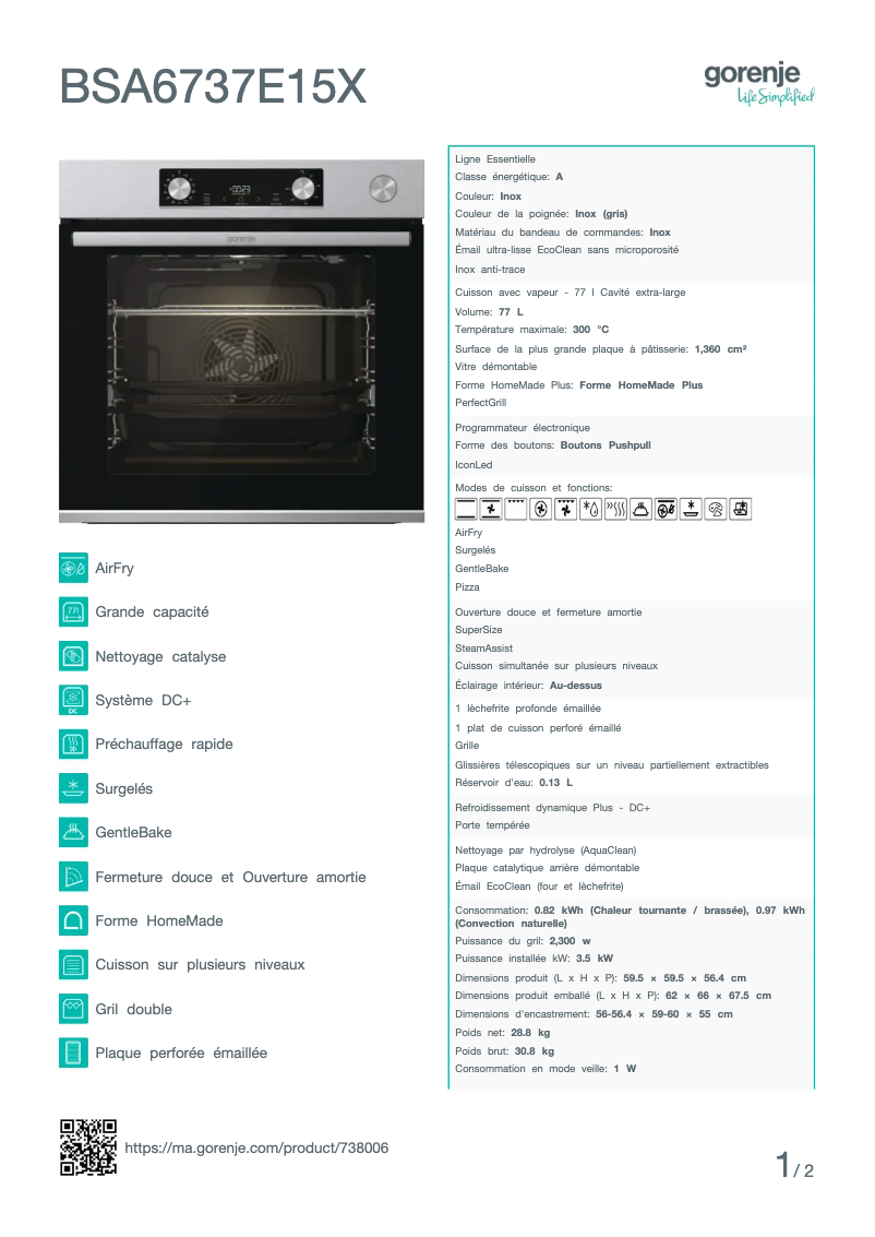 Image de la première page du manuel de l'appareil BSA6737E15X