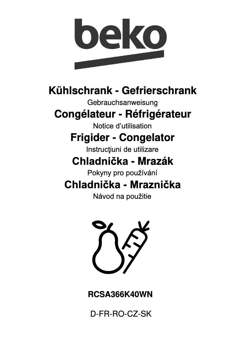 Page 1 de la notice Manuel utilisateur Beko RCSA366K40WN