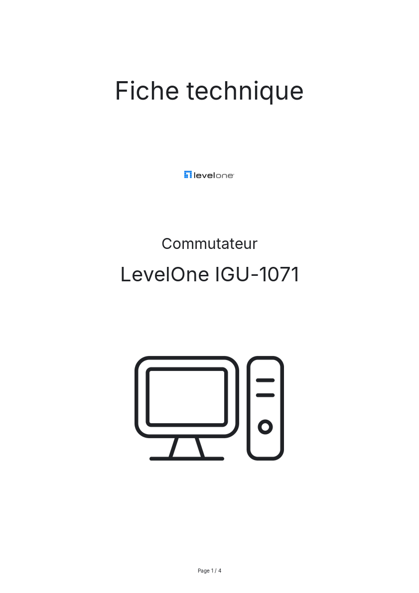 Page n°1 - Fiche technique LevelOne IGU-1071