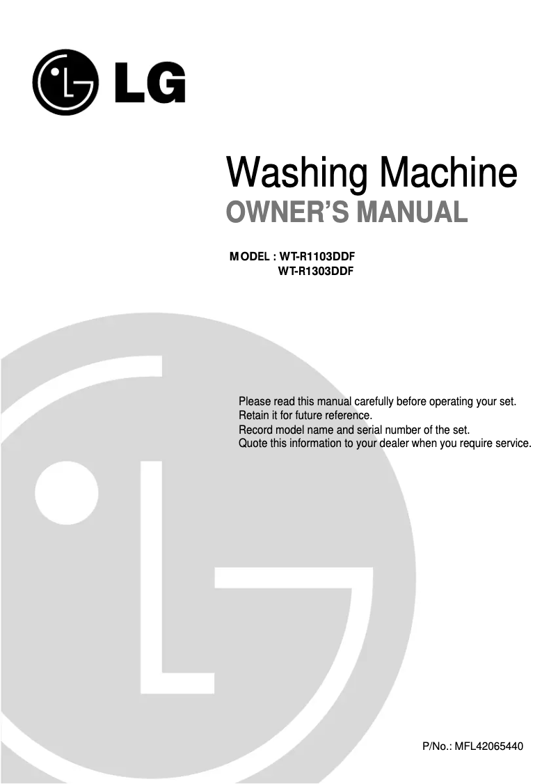 Page 1 de la notice Manuel utilisateur LG T1003DDP3