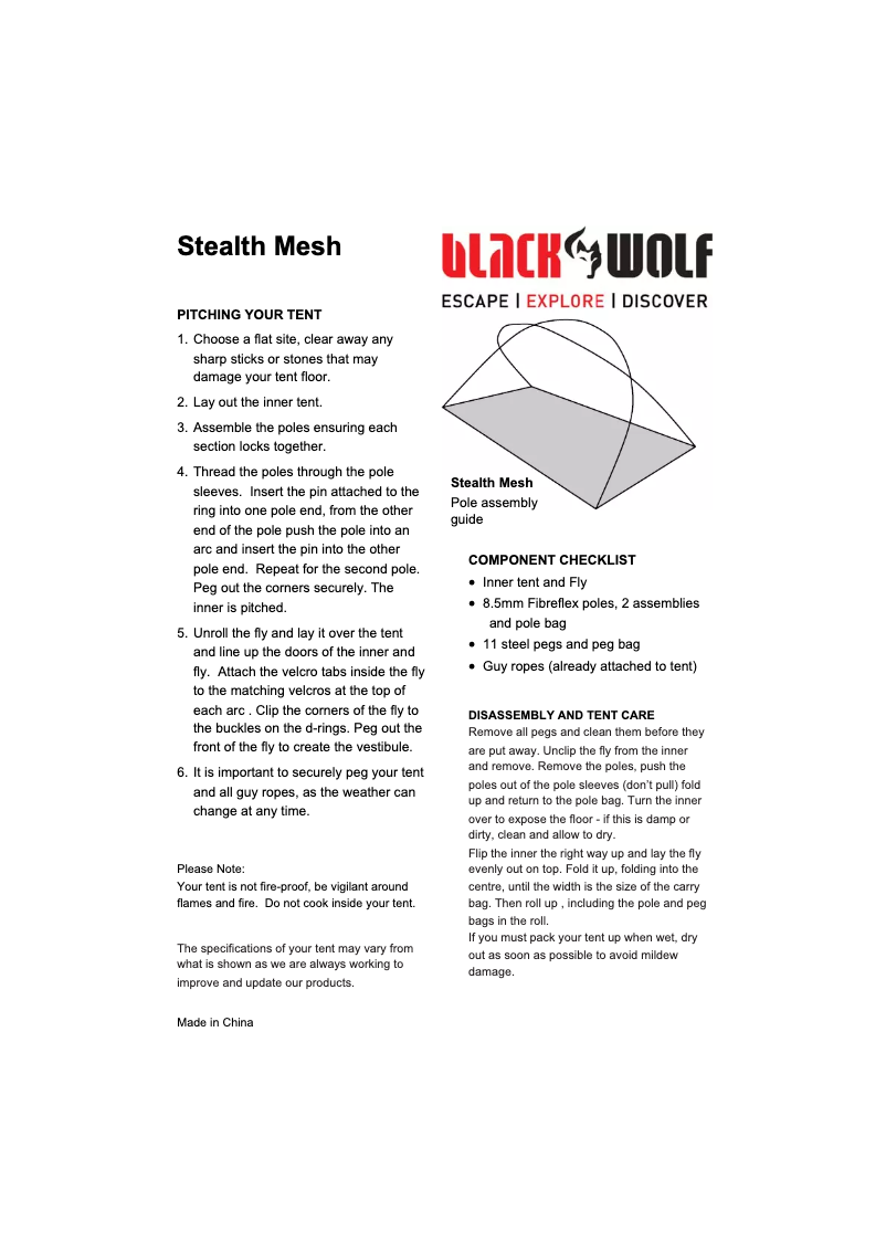 Página 1 del manual Manual de usuario Black Wolf Stealth Mesh