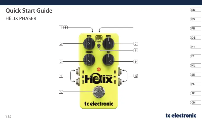 Page n°1 - Guide de démarrage rapide TC Electronic Helix Phaser