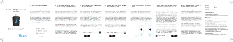 Page 1 de la notice Manuel utilisateur Tacx ANT+ Dongle Micro USB T2090